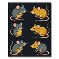 Playful Gray and Gold Cartoon Mice Rug