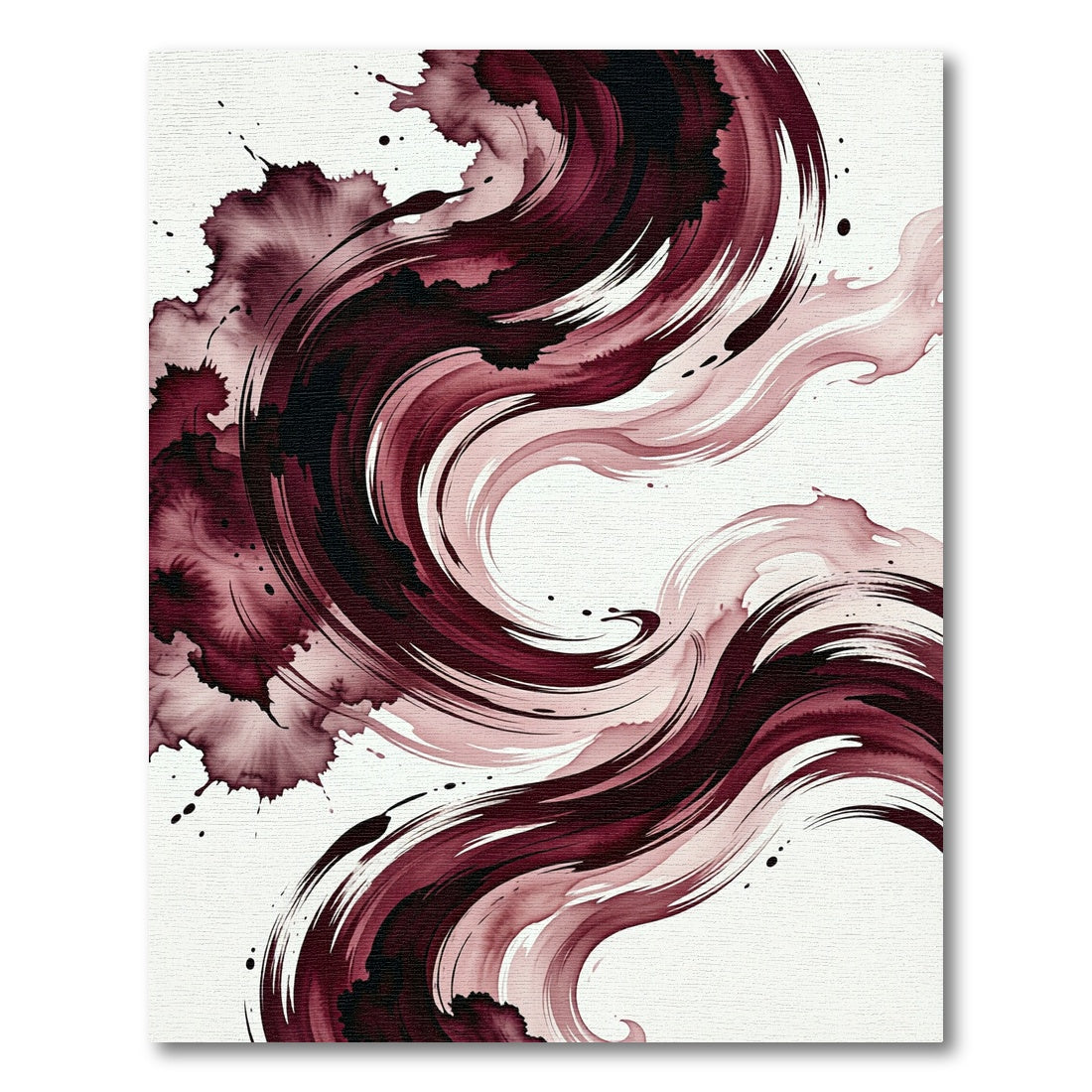 Burgundy Fluid Abstract Ink Swirl Rug