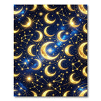 Golden Crescent Moon Celestial Starry Sky Rug