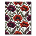 Rich Burgundy Red Poppy Floral Rug