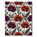 Rich Burgundy Red Poppy Floral Rug