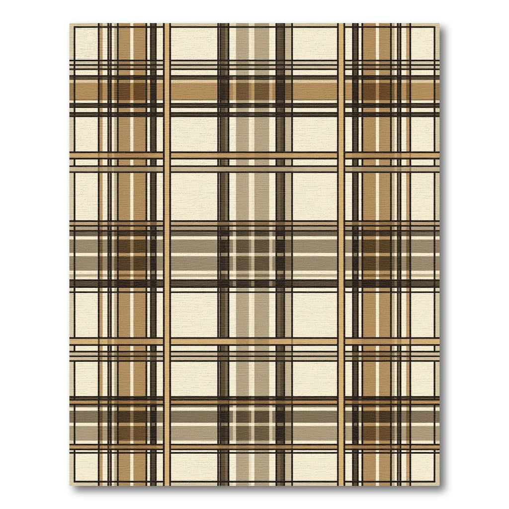 Sophisticated Neutral Plaid Grid Check Rug