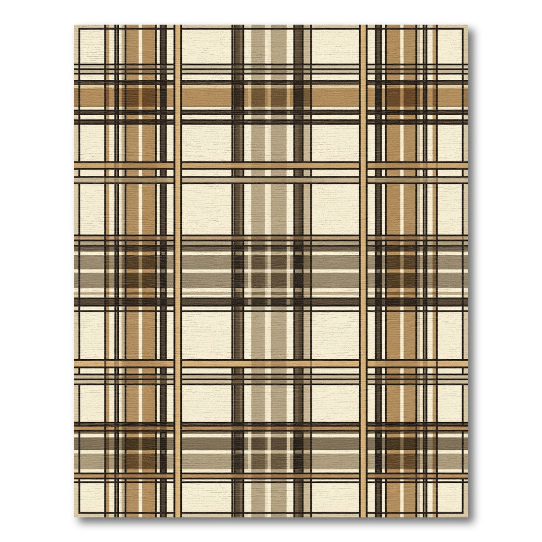 Sophisticated Neutral Plaid Grid Check Rug