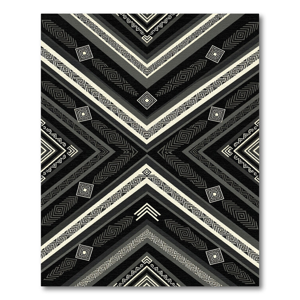 Black White Geometric Chevron Accents Rug