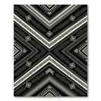 Black White Geometric Chevron Accents Rug