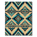 Aztec Diamond Black Teal Navajo Rug