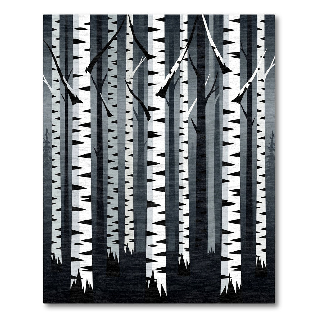 Monochrome Birch Forest Vertical Tree Lines Rug