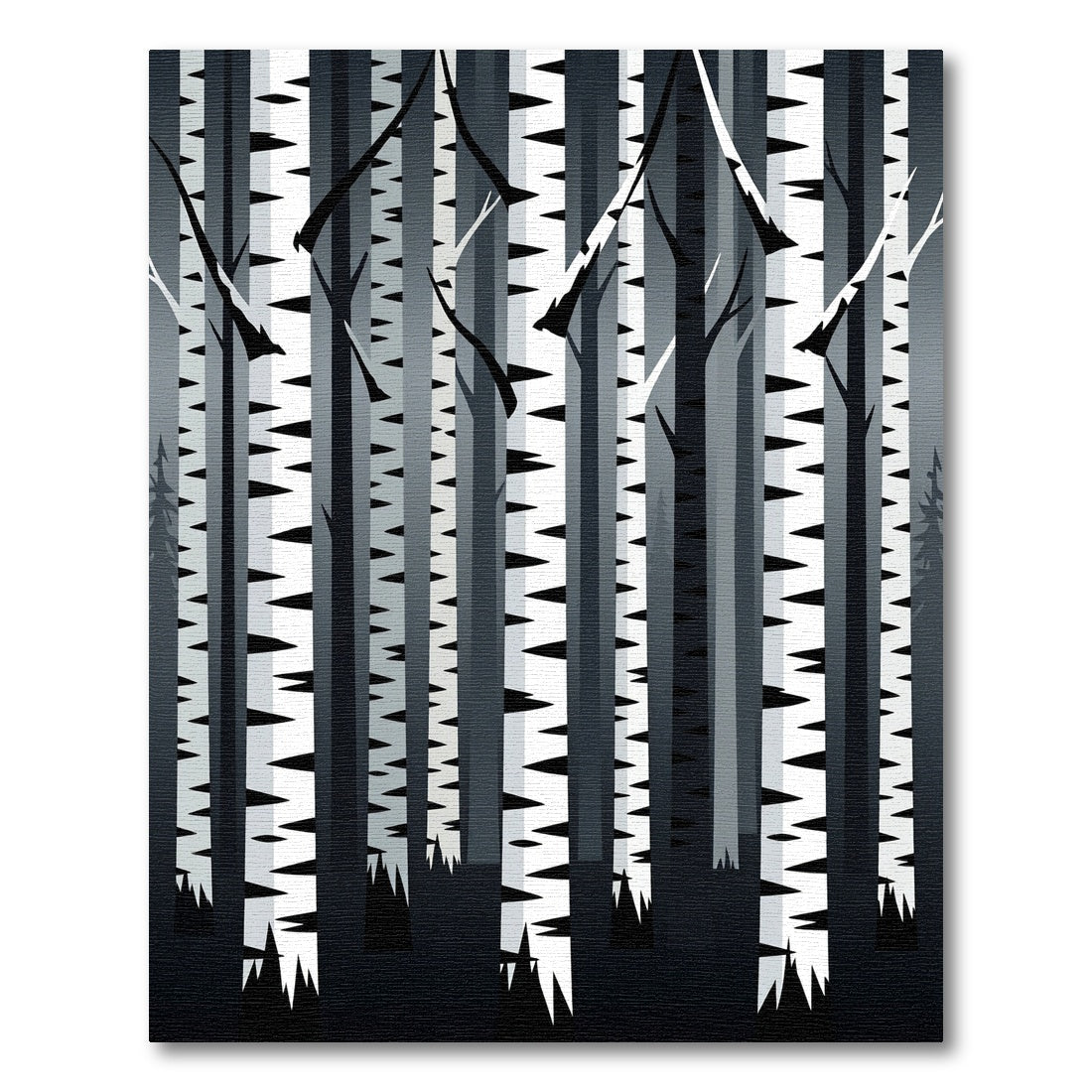 Monochrome Birch Forest Vertical Tree Lines Rug