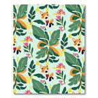 Whimsical Fox Floral Leafy Jungle Rug
