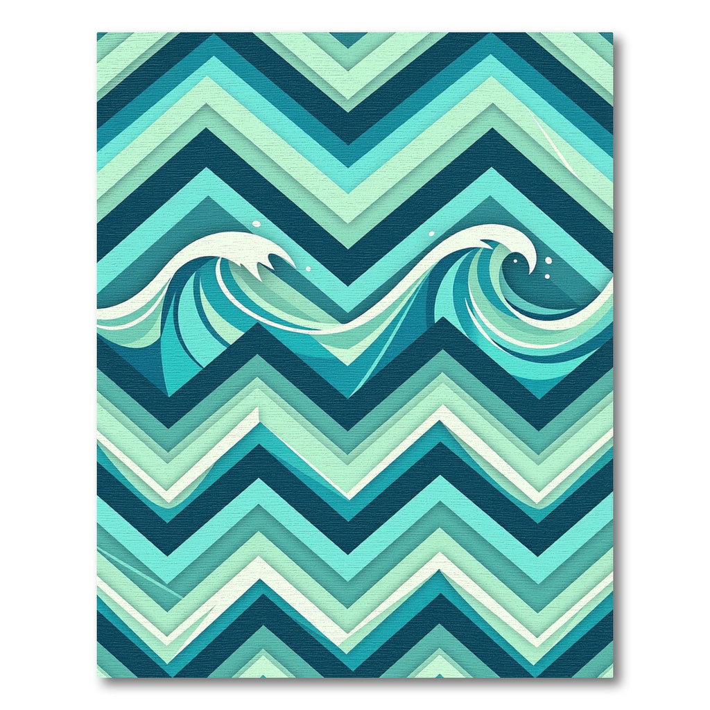 Abstract Teal Chevron Sea Wave Rug