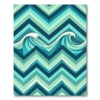 Abstract Teal Chevron Sea Wave Rug