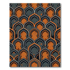 Arched Slate and Burnt Orange Geometric Rug