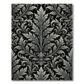 Ornate Silver Acanthus Damask Monochrome Rug