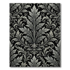 Ornate Silver Acanthus Damask Monochrome Rug