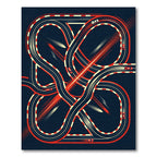 Abstract Red and Navy Racing Track Rug