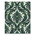 Ornate Emerald Scrollwork Damask Rug