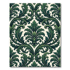 Ornate Emerald Scrollwork Damask Rug