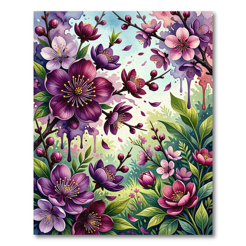 Vibrant Plum Blossom Garden Arrangement Rug