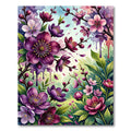Vibrant Plum Blossom Garden Arrangement Rug