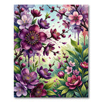 Vibrant Plum Blossom Garden Arrangement Rug