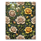 Cream and Golden Rose Trellis Rug