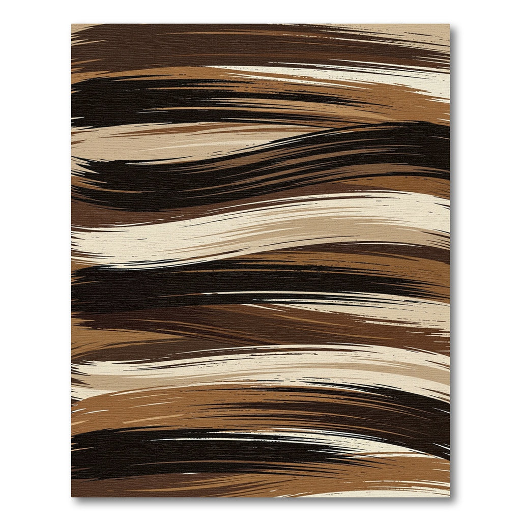 Abstract Earth Tone Wavy Brushstroke Rug