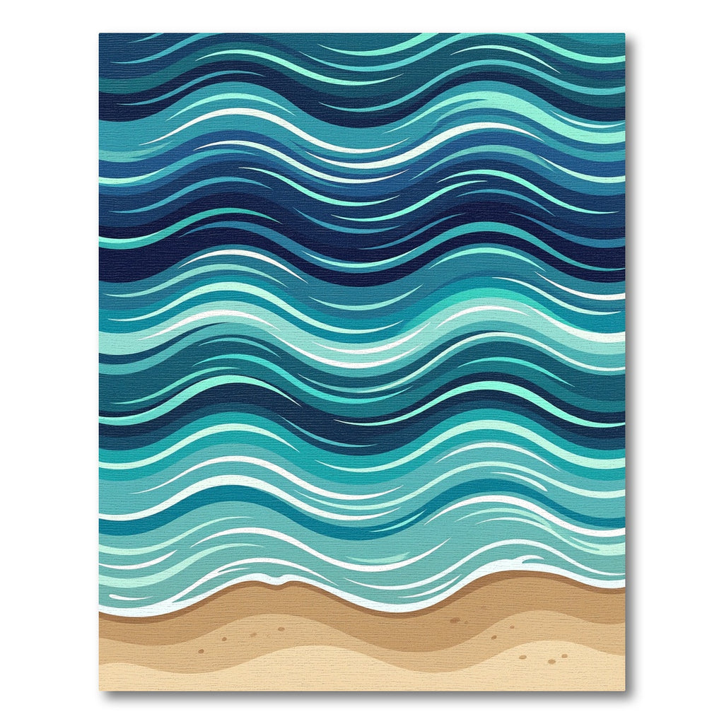 Abstract Oceanic Blue Wave Sandy Shore Rug