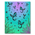 Aqua Purple Gradient Seahorse Swirls Rug