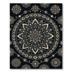 Monochrome Geometric Mandala Floral Medallion Rug