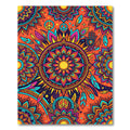 Vibrant Orange Sun Mandala Feathers Rug