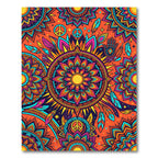 Vibrant Orange Sun Mandala Feathers Rug