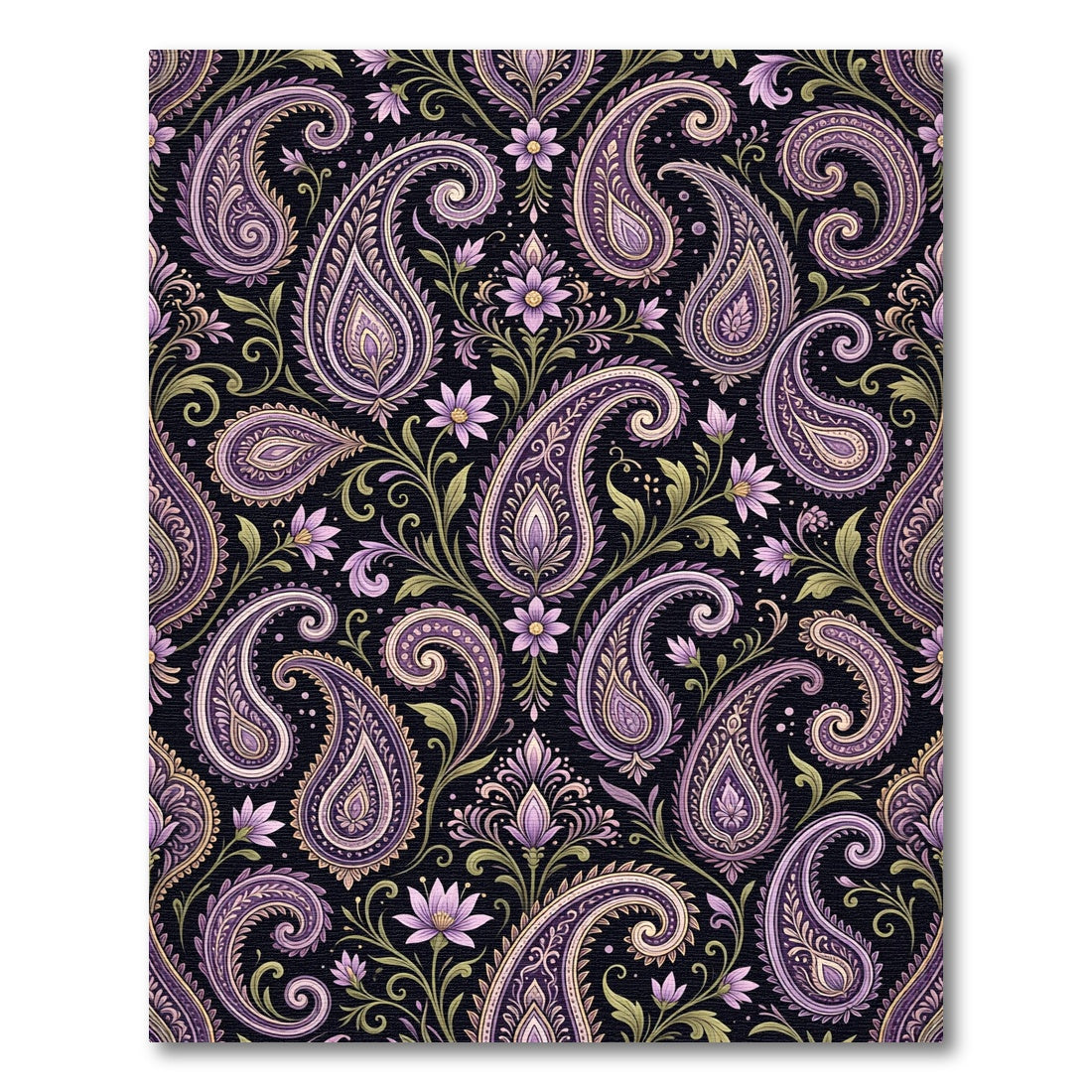Ornate Purple Paisley Floral Scroll Rug