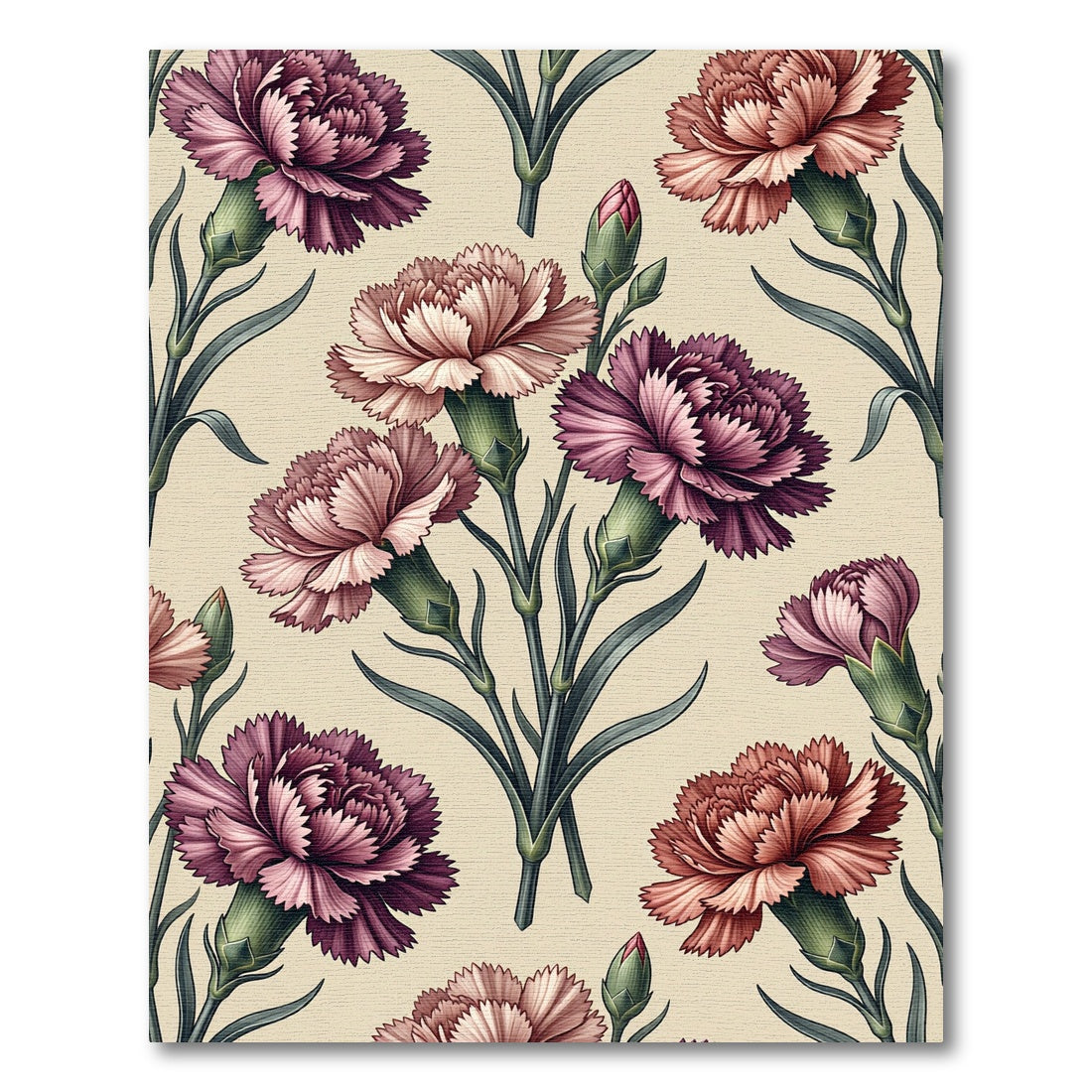 Elegant Vintage Carnation Floral Bouquet Rug
