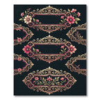 Ornate Gold Floral Baroque Frame Rug