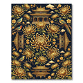 Golden Chrysanthemum Pagoda Bird Art Rug