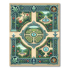 Royal Teal Verdant Botanical Fountain Garden Rug