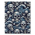 Oceanic Skull and Coral Navy Wave Rug