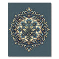 Ornate Blue Floral Medallion Rug