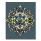 Ornate Blue Floral Medallion Rug