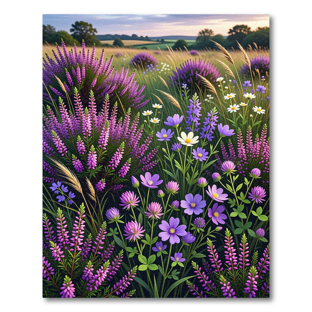 Purple Heather Field Wildflower Meadow Rug