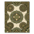 Golden Olive Sunburst Medallion Rug