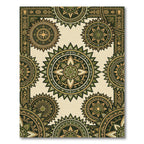 Golden Olive Sunburst Medallion Rug