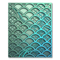 Teal Gradient Scalloped Wave Layers Rug