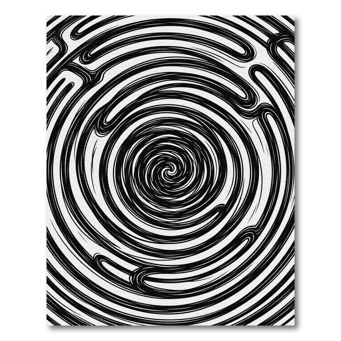 Minimalist Black and White Hypnotic Swirl Rug