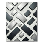 Minimalist Monochromatic Geometric Block Grid Rug