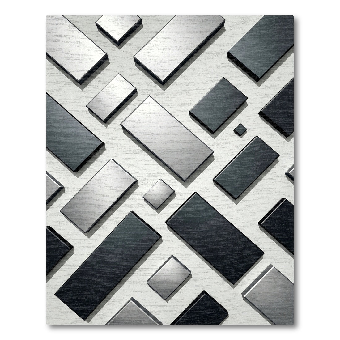 Minimalist Monochromatic Geometric Block Grid Rug