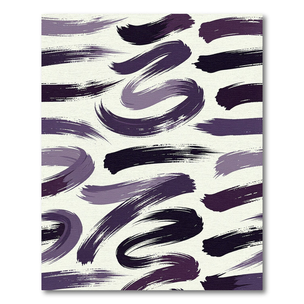 Abstract Plum Brush Stroke Wave Rug