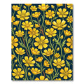 Golden Buttercup Botanical Midnight Floral Rug