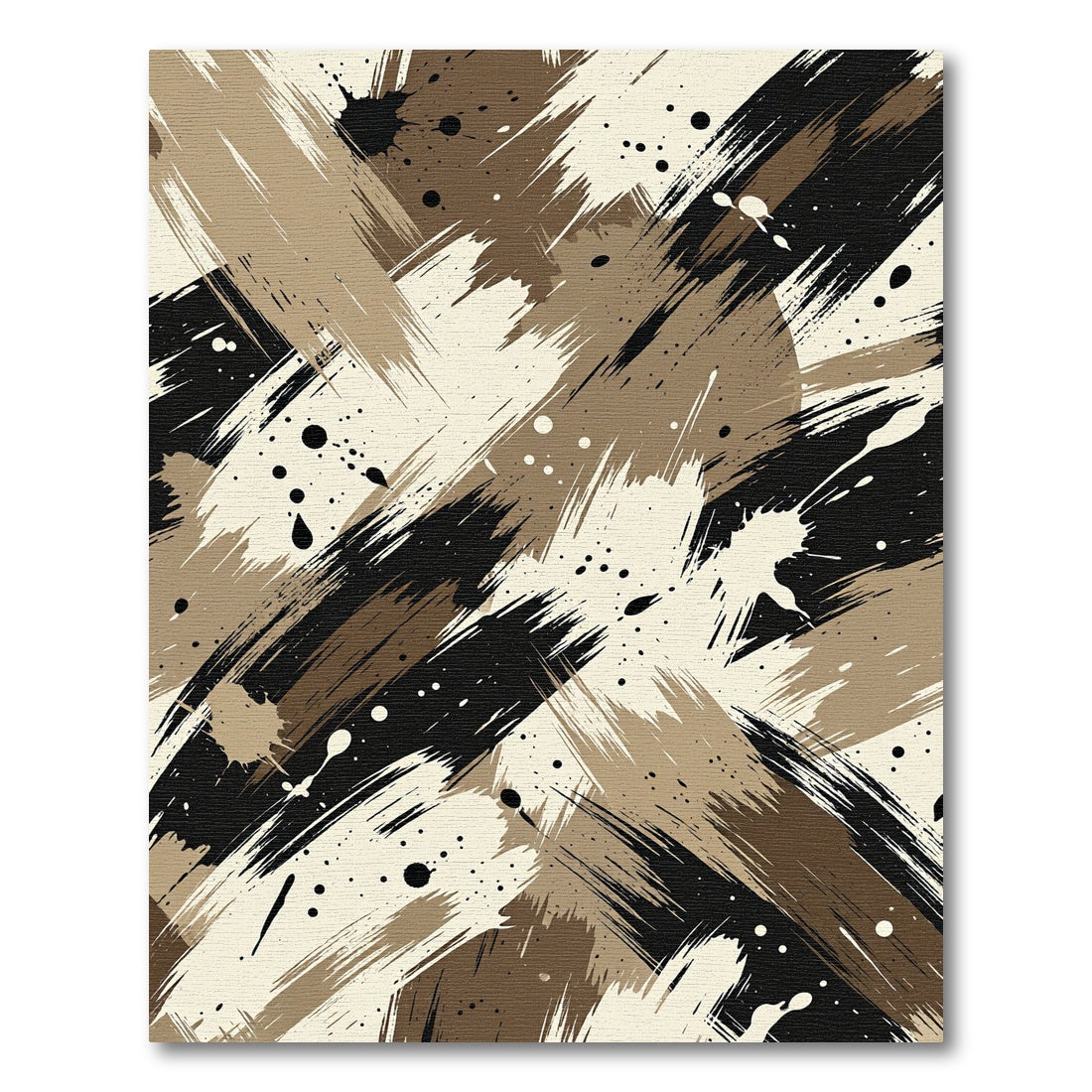 Abstract Brown Black Splatter Brush Strokes Rug