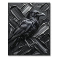 Moody Monochrome Raven Impasto Art Rug